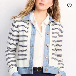 Democracy Long Sleeve Mixed Media Denim Jacket WORN TWICE!